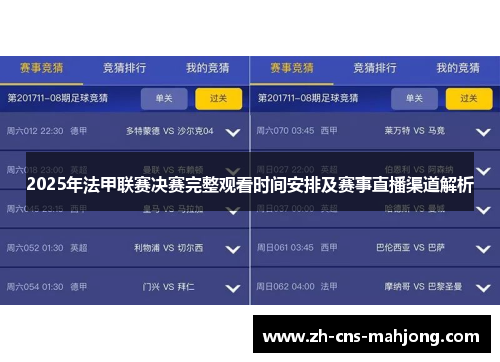 2025年法甲联赛决赛完整观看时间安排及赛事直播渠道解析 2025年法甲联赛决赛完整观看时间安排及赛事直播渠道解析