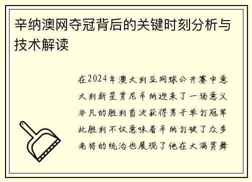 辛纳澳网夺冠背后的关键时刻分析与技术解读