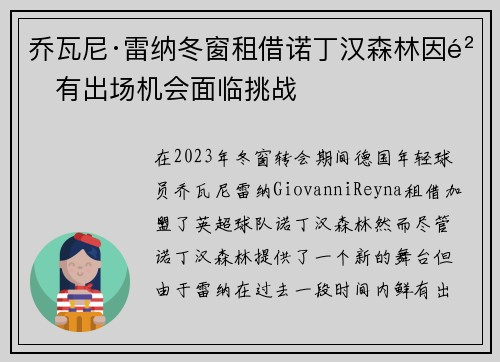 乔瓦尼·雷纳冬窗租借诺丁汉森林因鲜有出场机会面临挑战